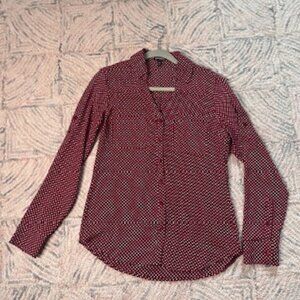 Express Portofino Polka Dot Roll Tab Sleeve Top